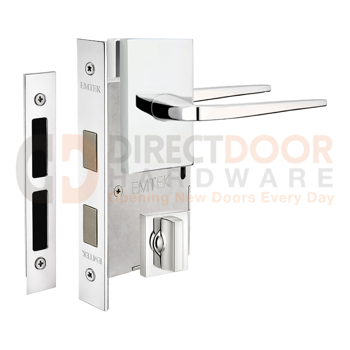 Emtek Athena Interior Mortise Lever with Modern Rectangular Rosette