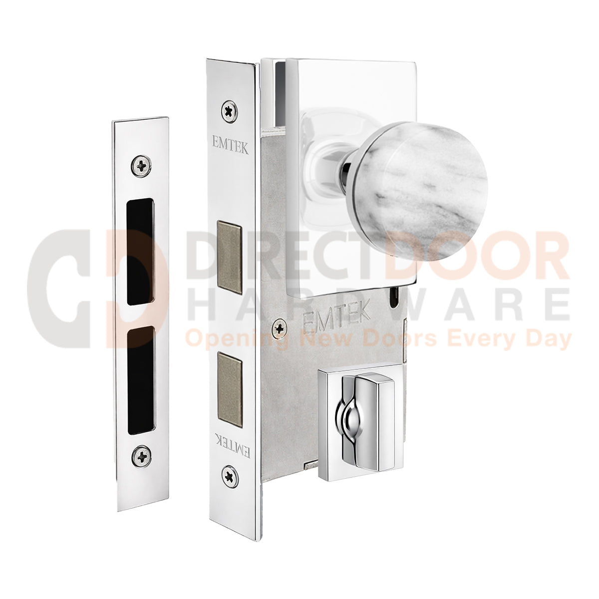 Emtek Conical Marble Interior Mortise Knob with Modern Rectangular Rosette