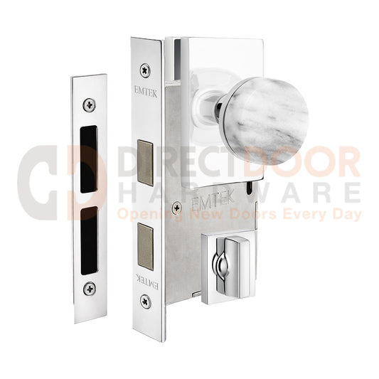 Emtek Conical Marble Interior Mortise Knob with Modern Rectangular Rosette