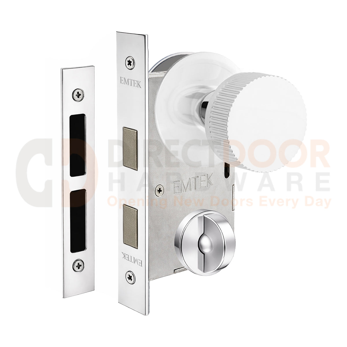 Emtek Conical Straight Knurled Interior Mortise Knob with Modern Rosette