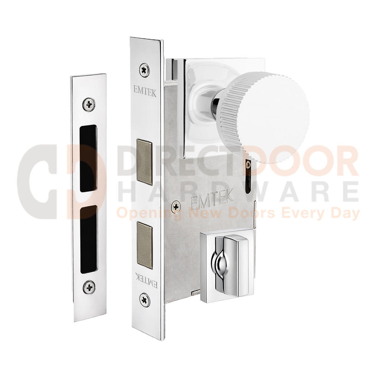 Emtek Conical Straight Knurled Interior Mortise Knob with Square Rosette