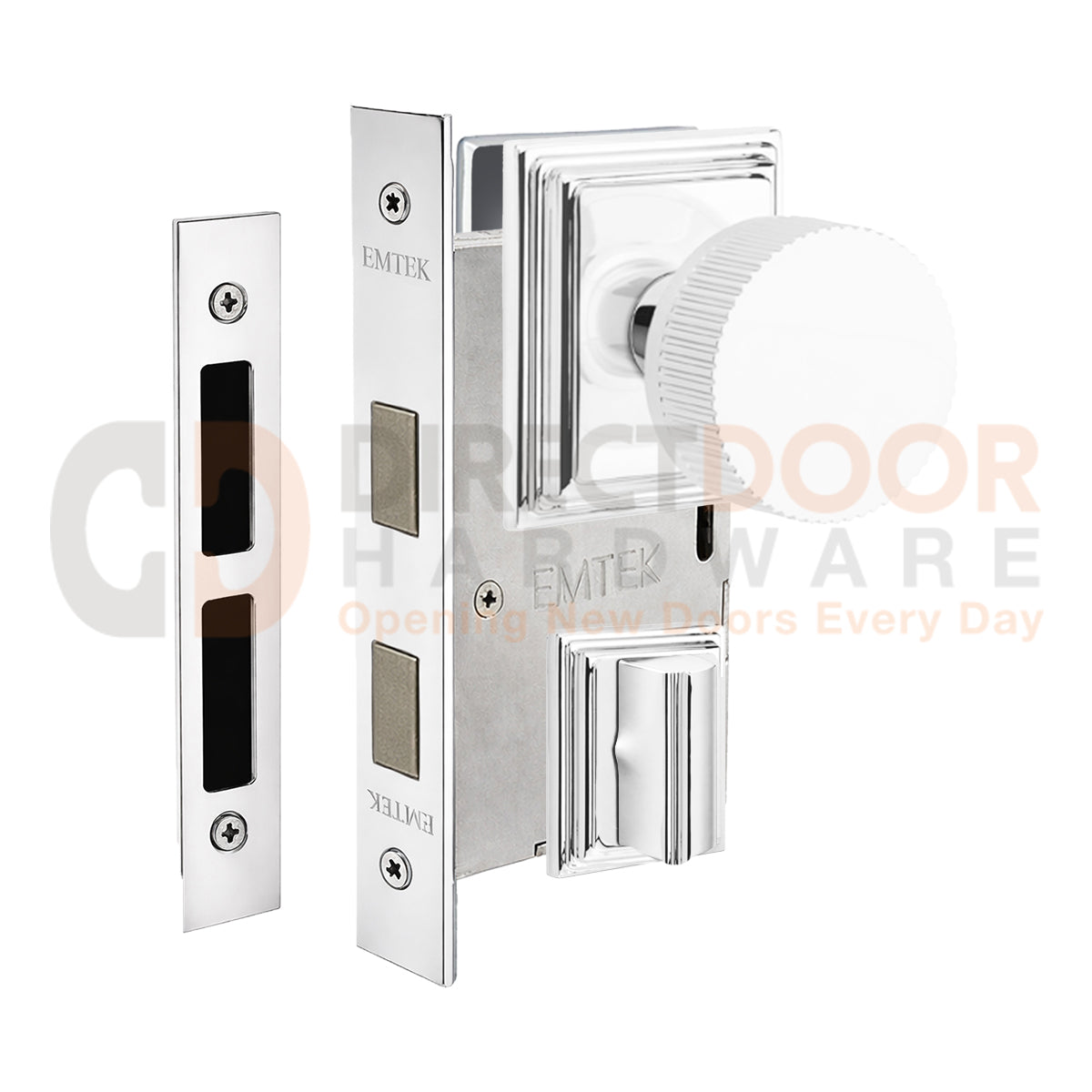 Emtek Conical Straight Knurled Interior Mortise Knob with Wilshire Rosette
