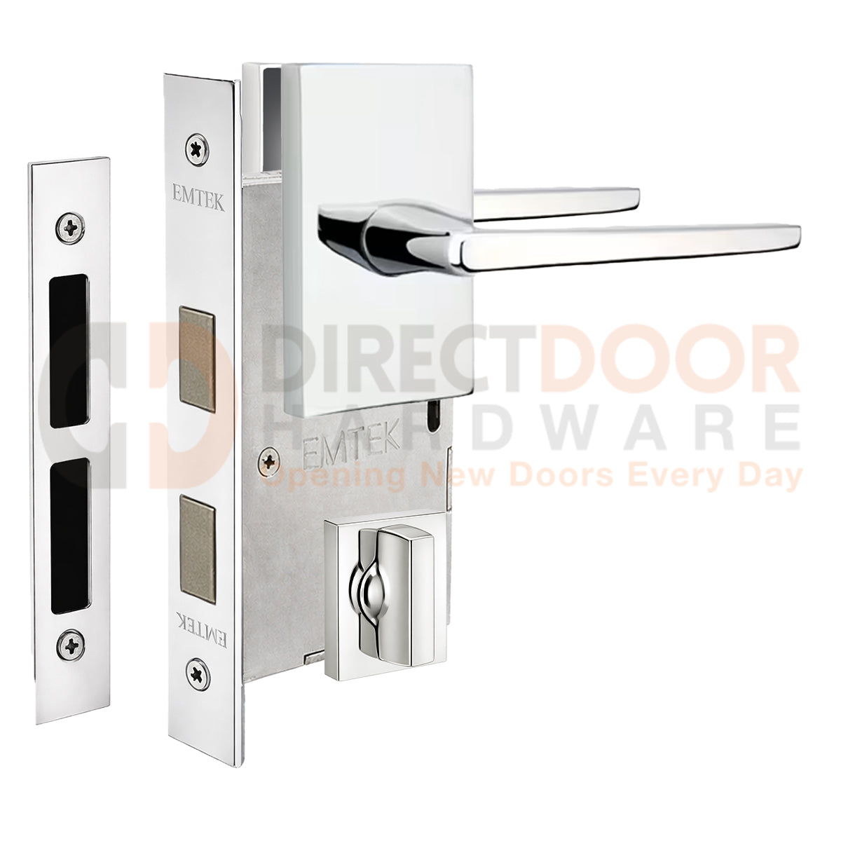 Emtek Hermes Interior Mortise Lever with Modern Rectangular Rosette