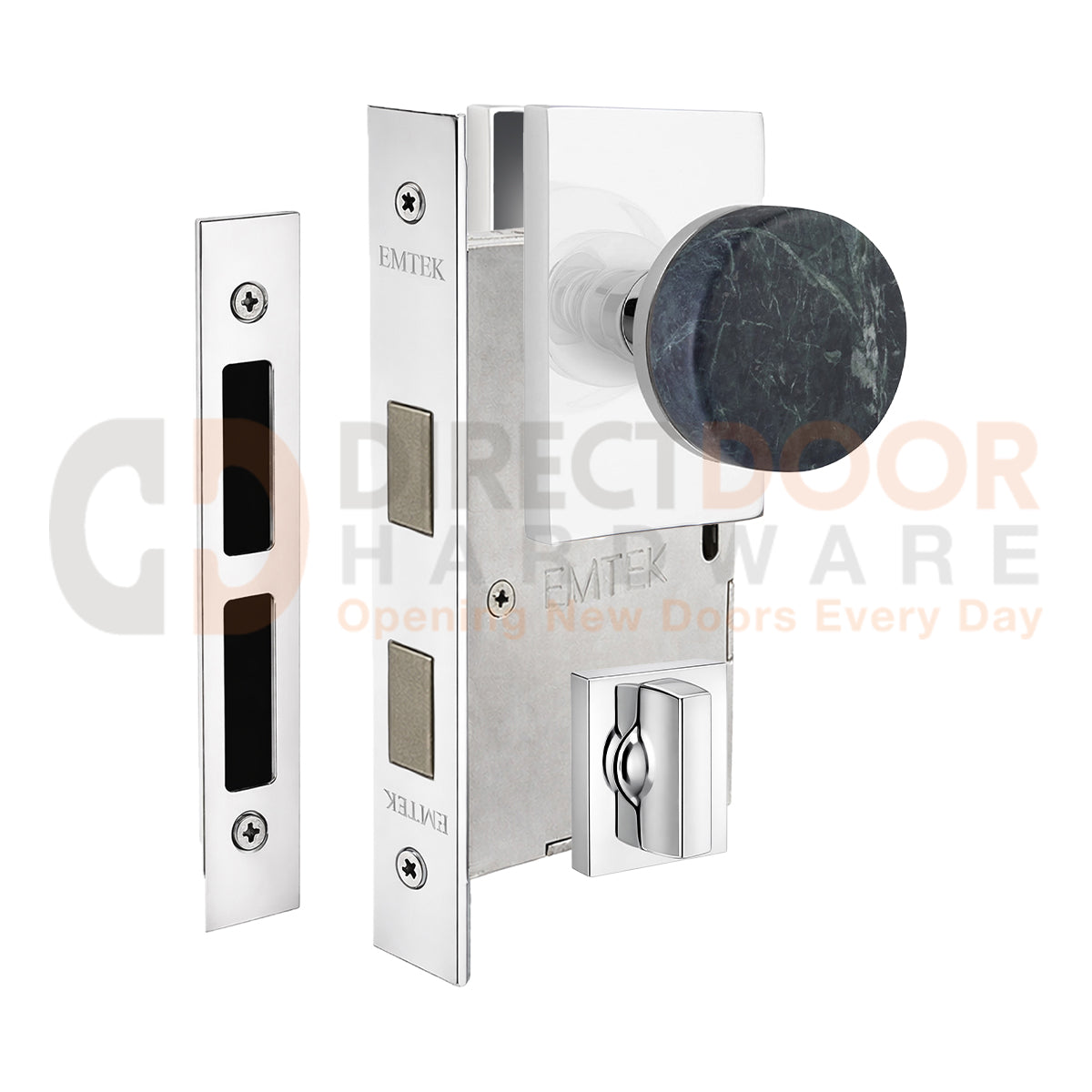 Emtek Green Marble Interior Mortise Knob with Modern Rectangular Rosette