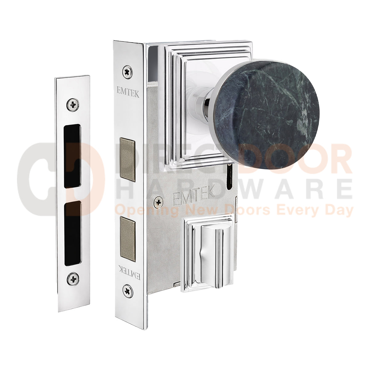 Emtek Green Marble Interior Mortise Knob with Wilshire Rosette