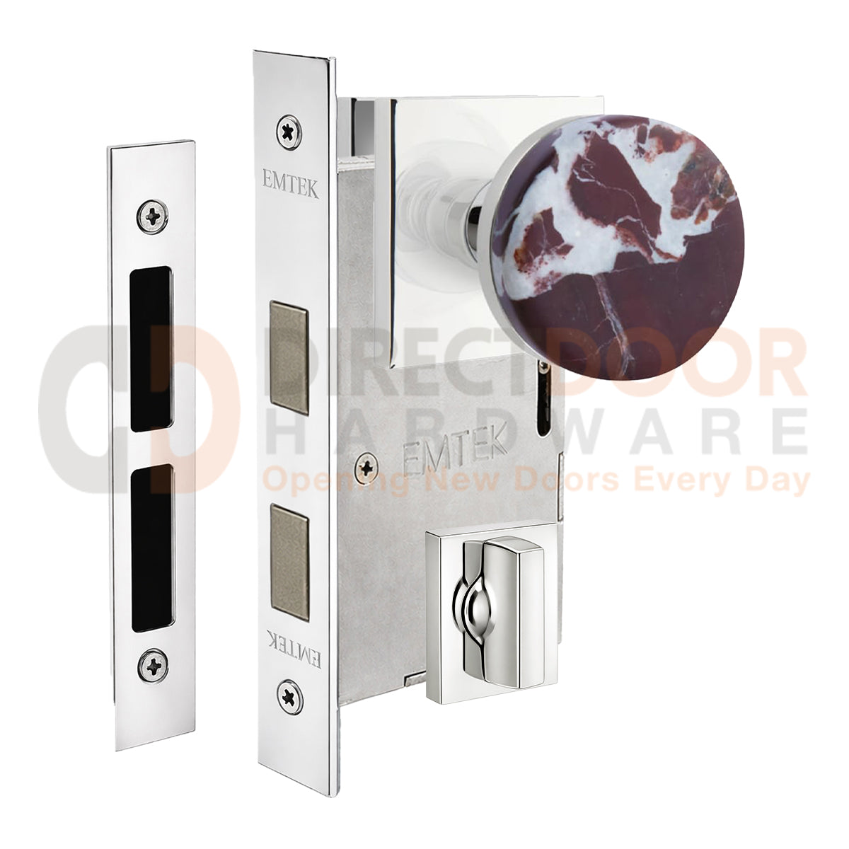 Emtek Rosso Levanto Interior Mortise Knob with Square Rosette