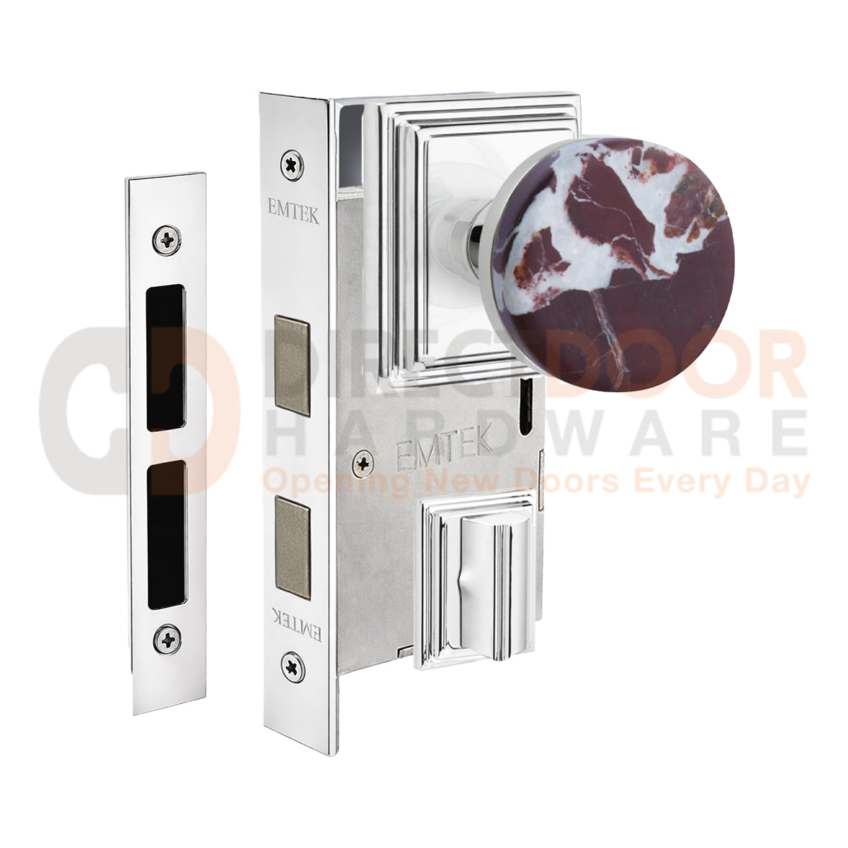 Emtek Rosso Levanto Interior Mortise Knob with Wilshire Rosette
