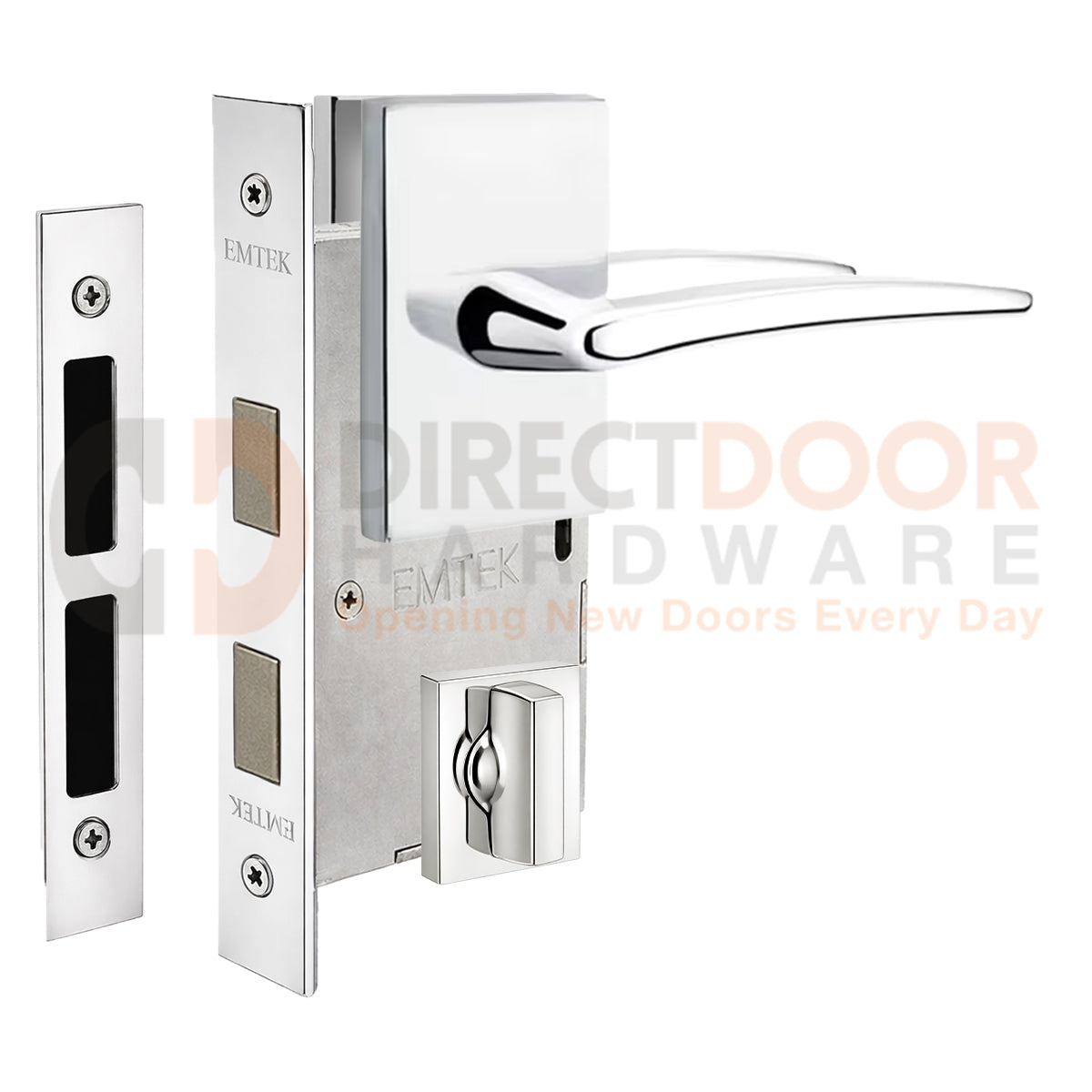 Emtek Poseidon Interior Mortise Lever with Modern Rectangular Rosette