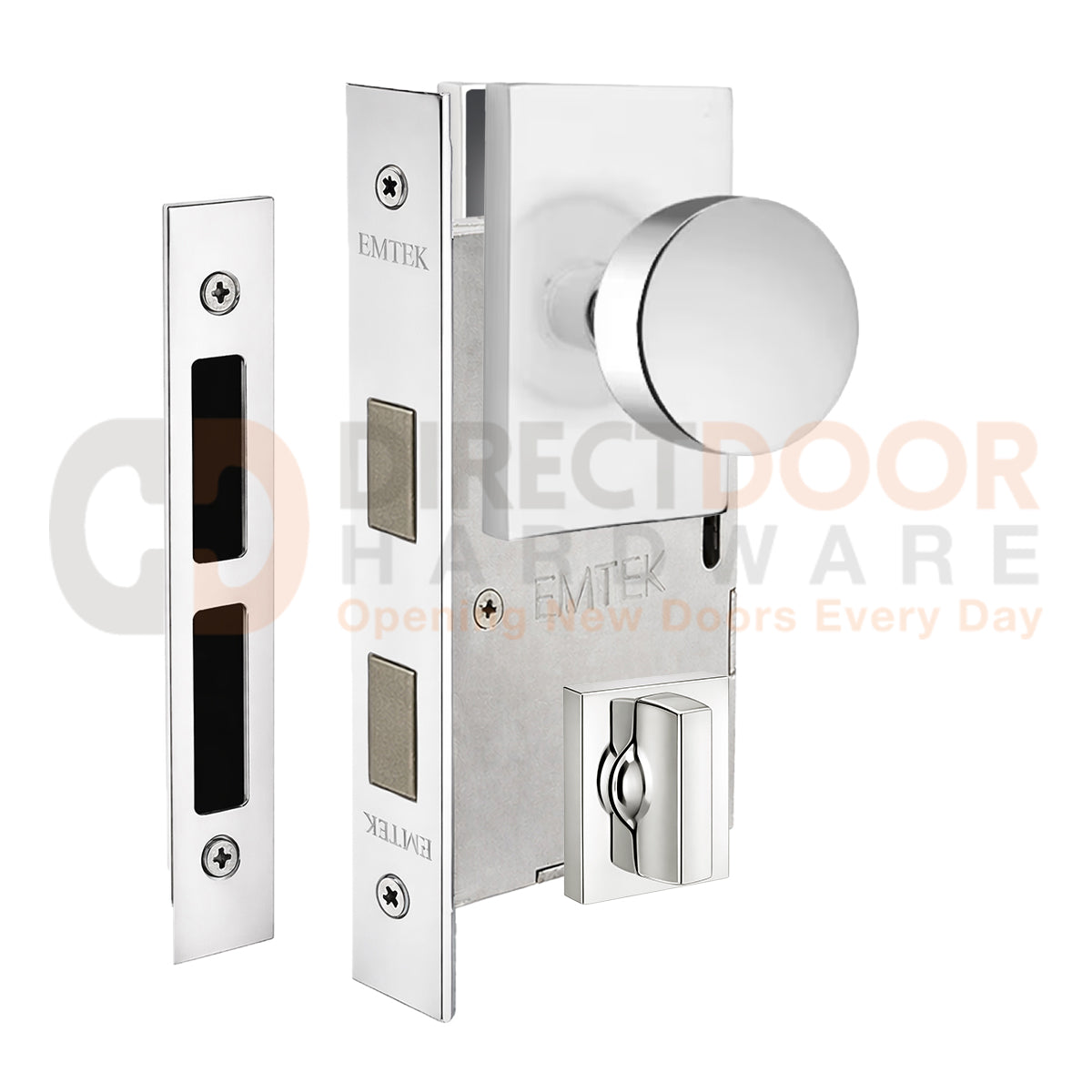 Emtek Round Interior Mortise Knob with Modern Rectangular Rosette