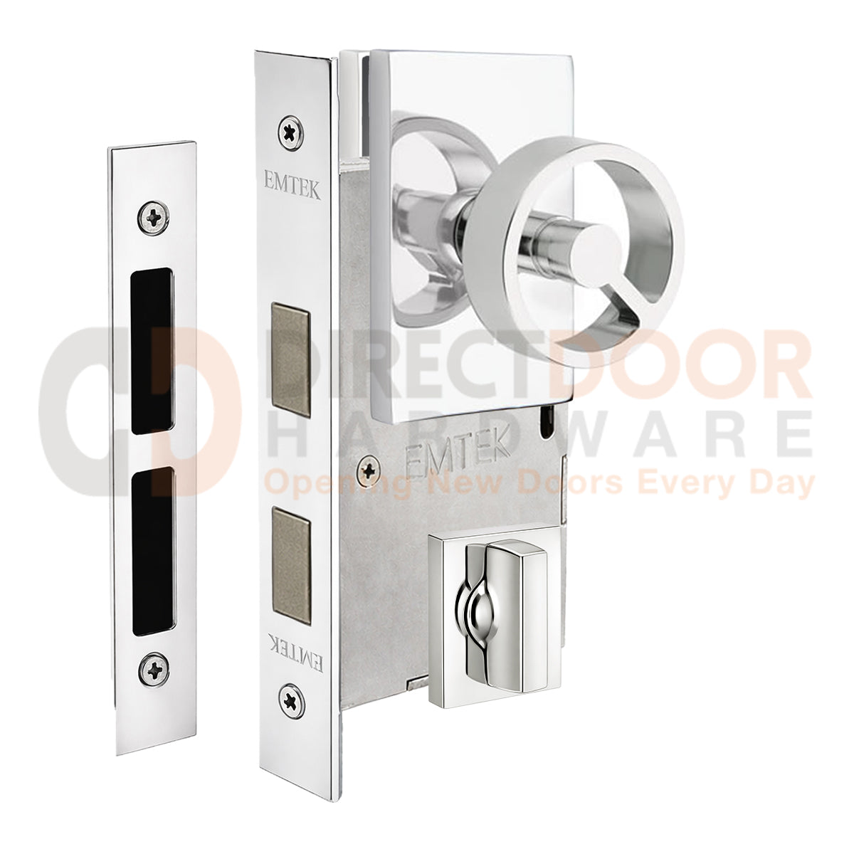 Emtek Spoke Interior Mortise Knob with Modern Rectangular Rosette