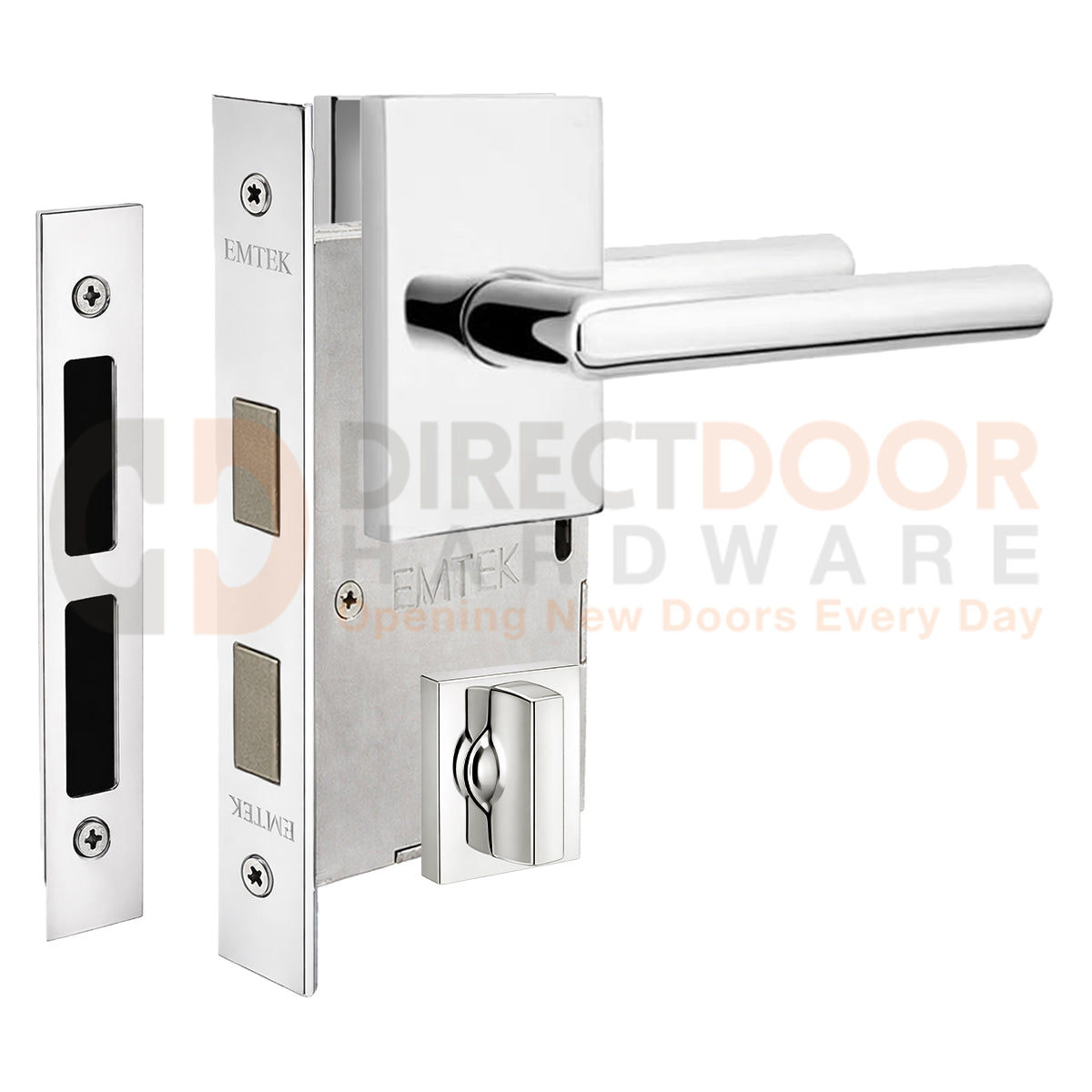 Emtek Stuttgart Interior Mortise Lever with Modern Rectangular Rosette