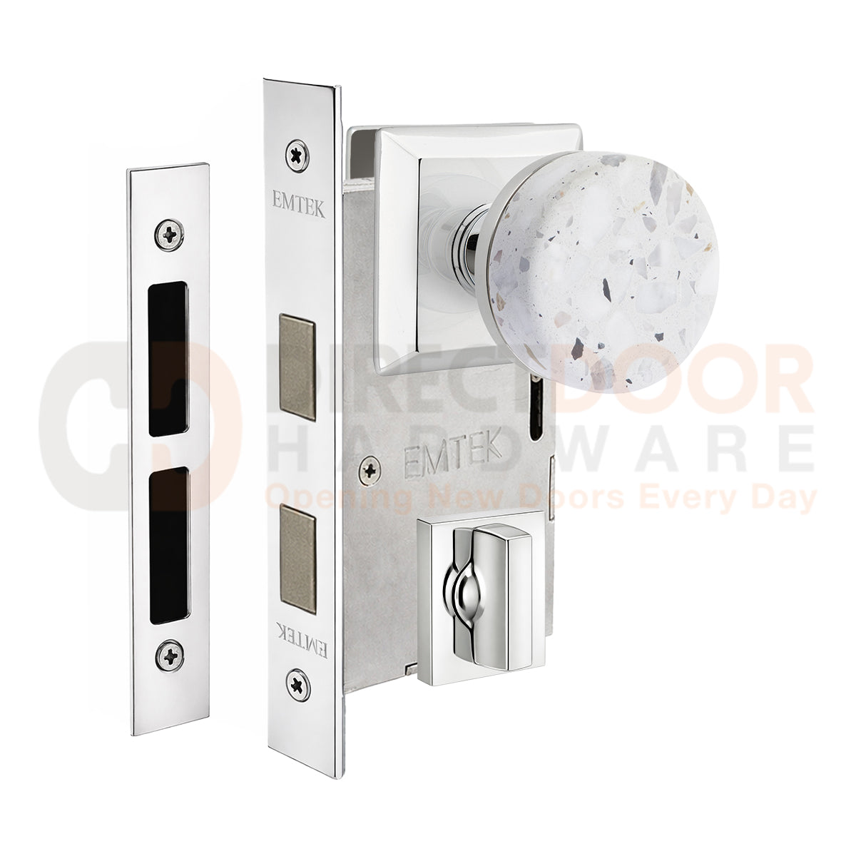 Emtek Light Terrazzo Interior Mortise Knob with Quincy Rosette