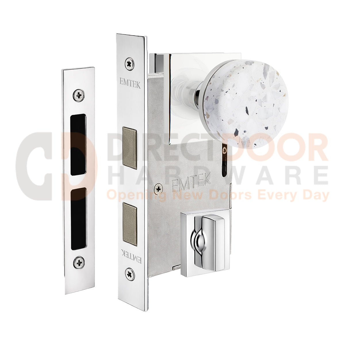 Emtek Light Terrazzo Interior Mortise Knob with Square Rosette