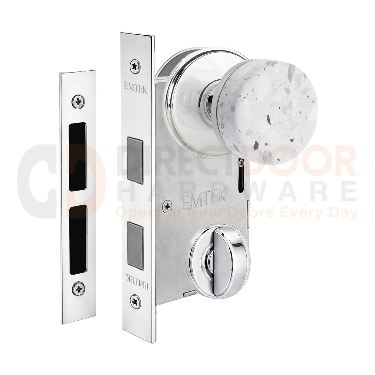 Emtek Light Terrazzo Interior Mortise Knob with Watford Rosette