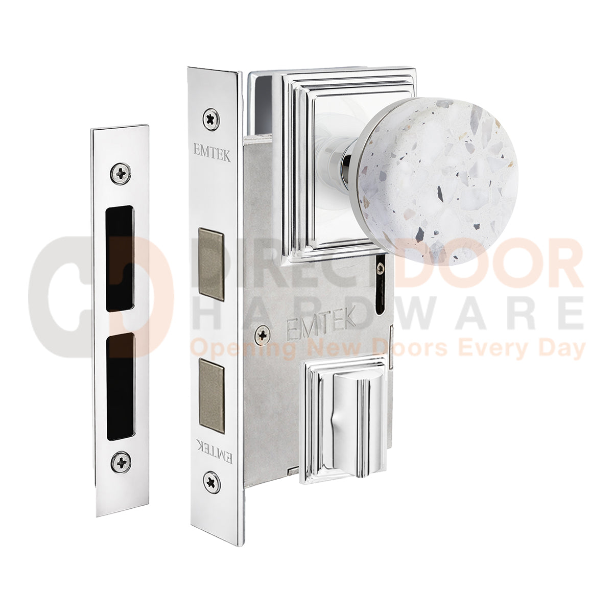 Emtek Light Terrazzo Interior Mortise Knob with Wilshire Rosette