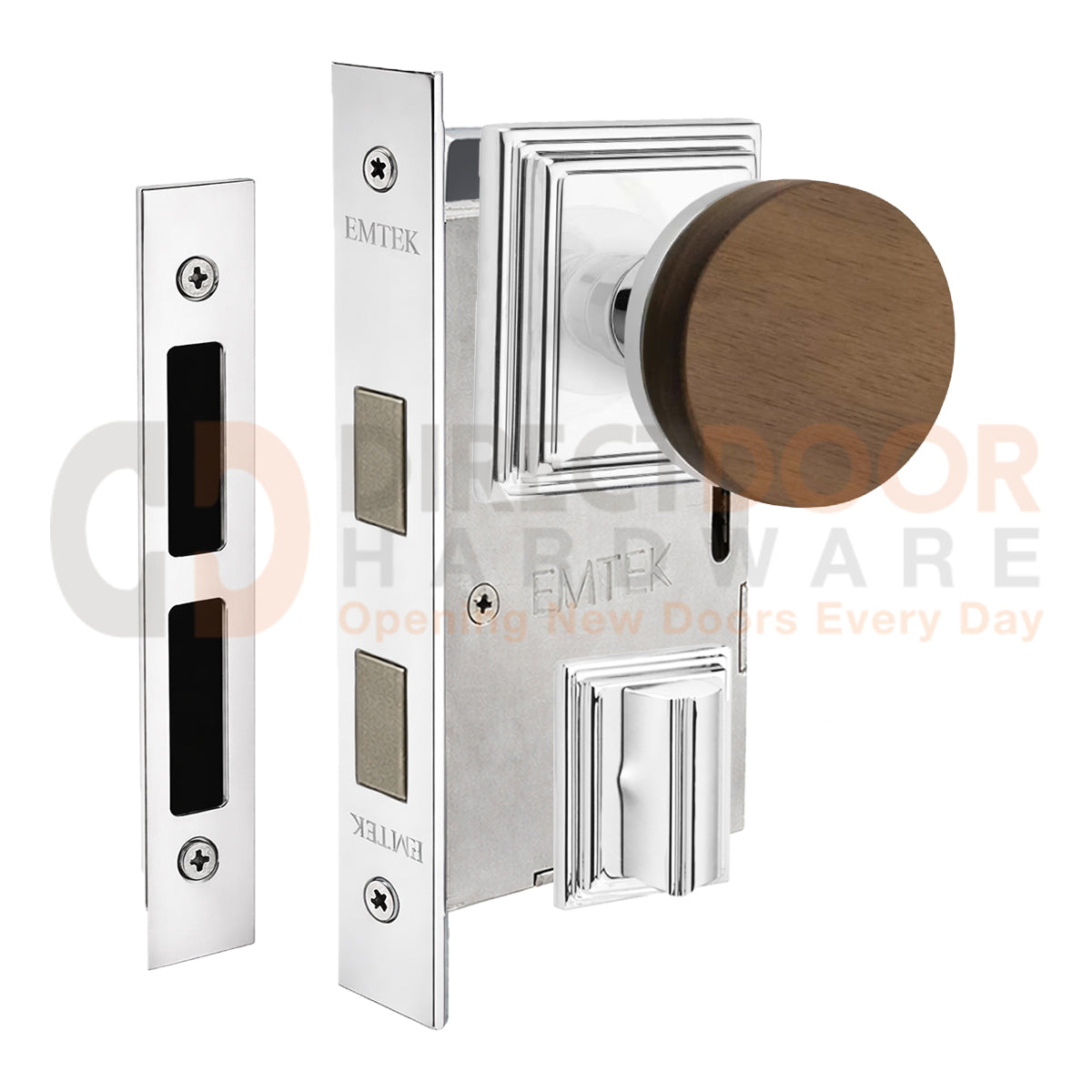 Emtek Walnut Interior Mortise Knob with Wilshire Rosette