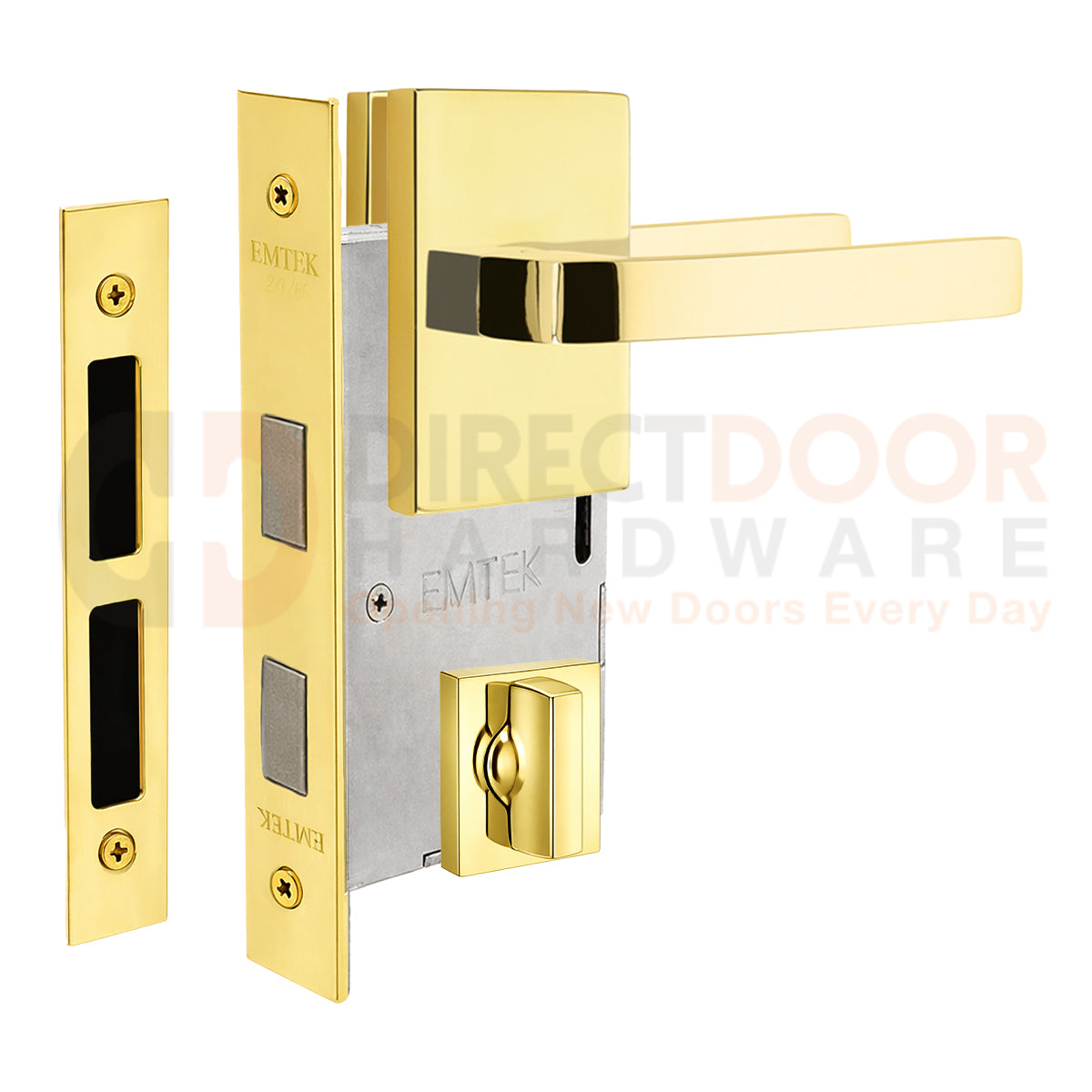 Emtek Breslin Interior Mortise Lever with Modern Rectangular Rosette