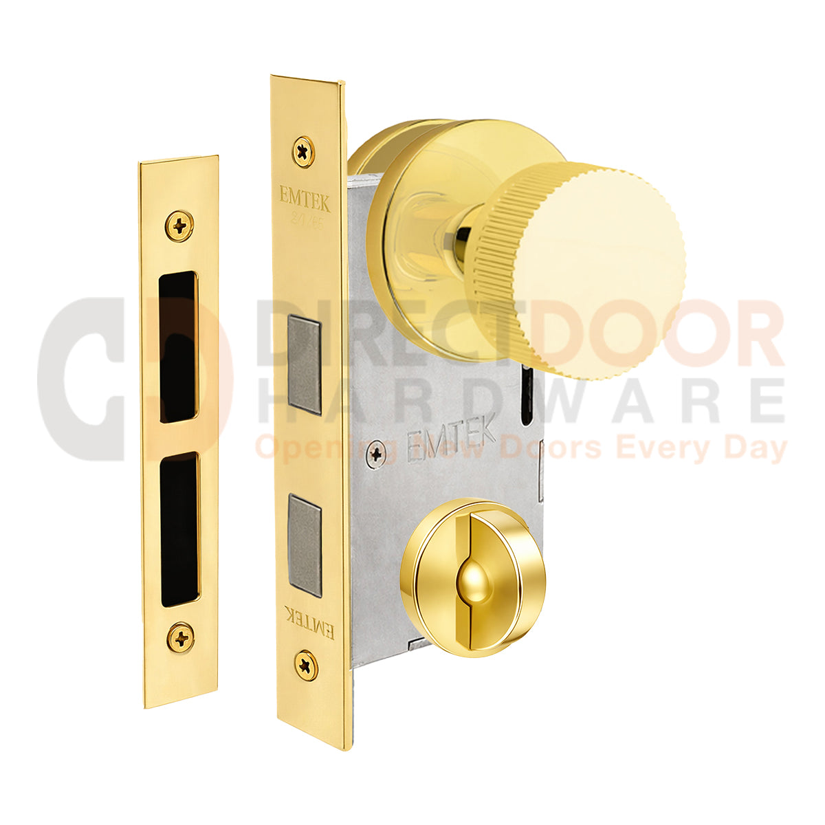 Emtek Conical Straight Knurled Interior Mortise Knob with Disk Rosette