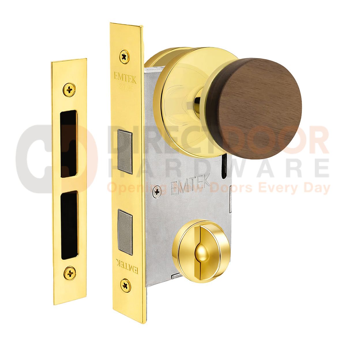 Emtek Walnut Interior Mortise Knob with Disk Rosette