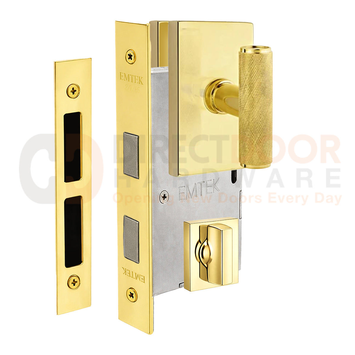 Emtek Ace Knurled Interior Mortise Knob with Modern Rectangular Rosette