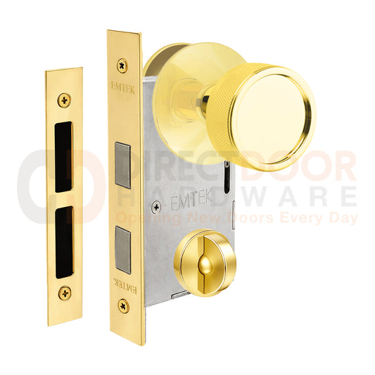 Emtek Conical Knurled Interior Mortise Knob with Modern Rosette