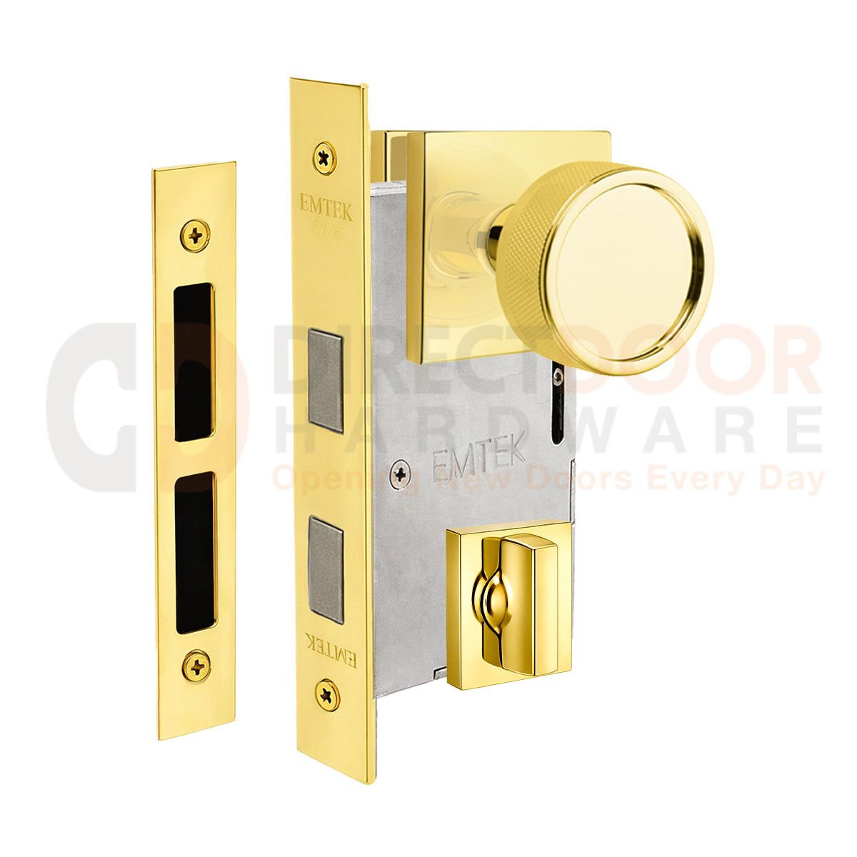 Emtek Conical Knurled Interior Mortise Knob with Square Rosette