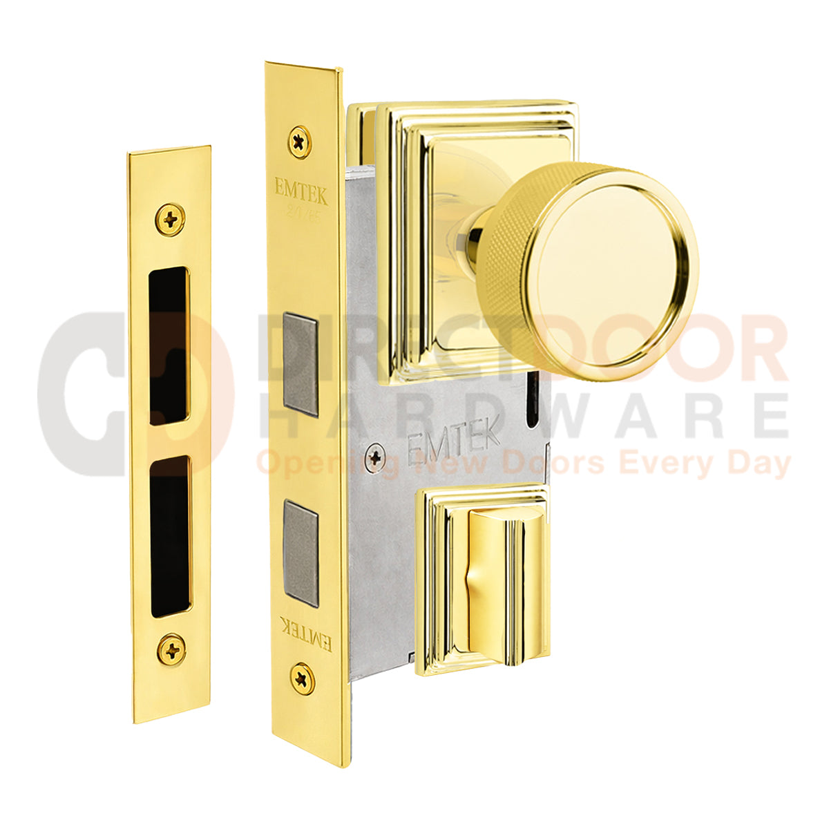 Emtek Conical Knurled Interior Mortise Knob with Wilshire Rosette