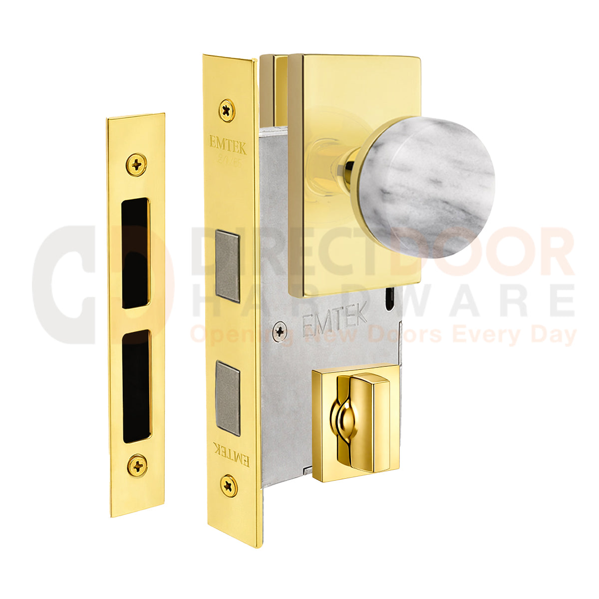Emtek Conical Marble Interior Mortise Knob with Modern Rectangular Rosette