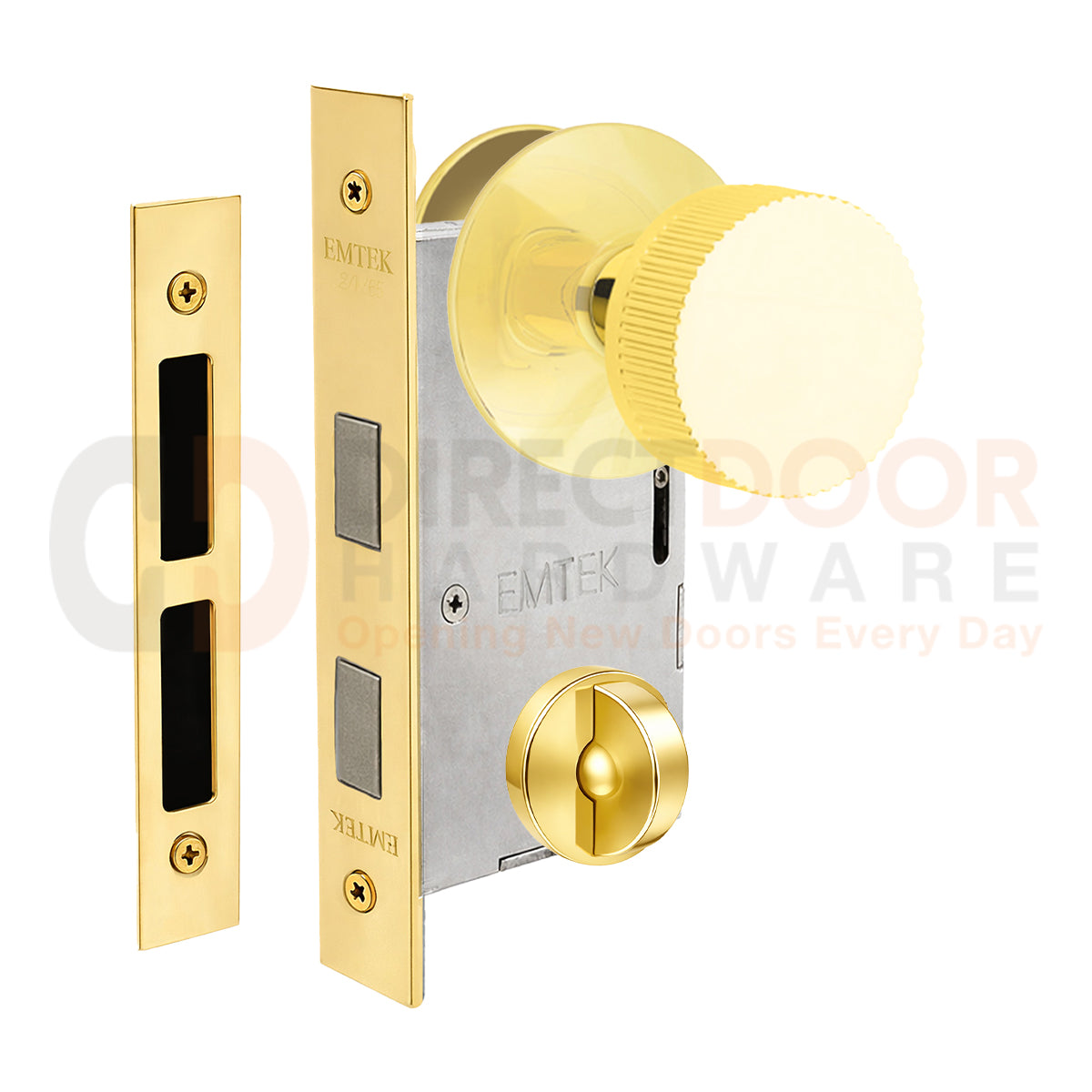 Emtek Conical Straight Knurled Interior Mortise Knob with Modern Rosette