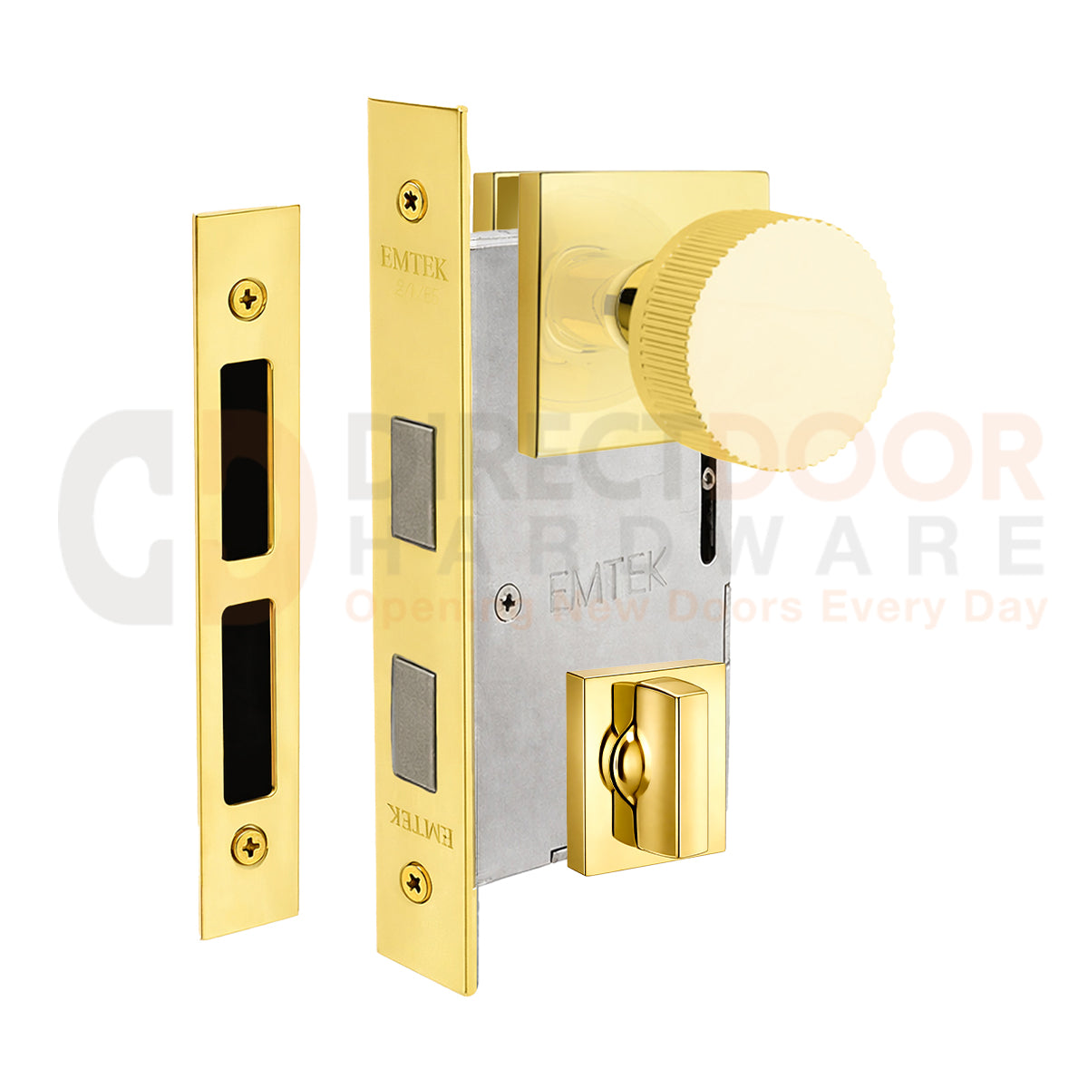 Emtek Conical Straight Knurled Interior Mortise Knob with Square Rosette