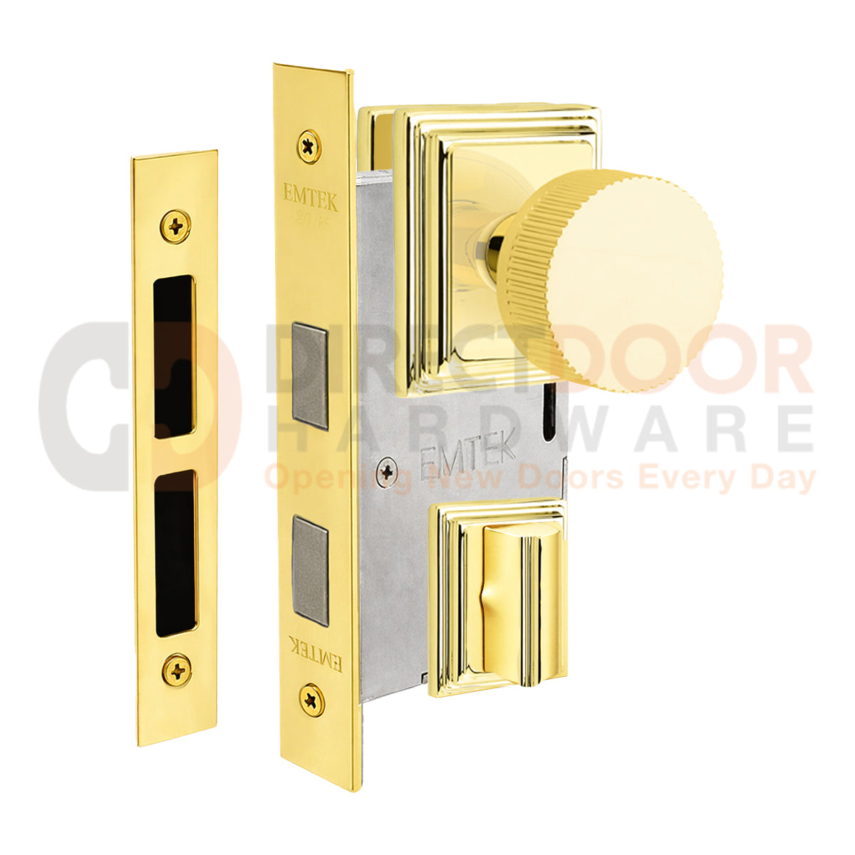 Emtek Conical Straight Knurled Interior Mortise Knob with Wilshire Rosette