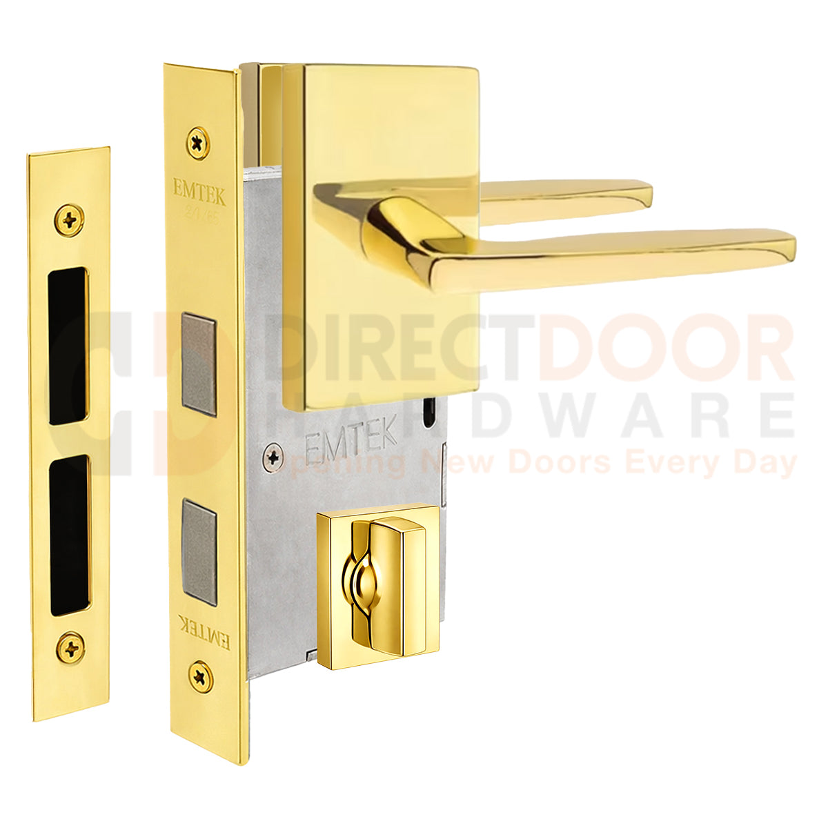 Emtek Hermes Interior Mortise Lever with Modern Rectangular Rosette