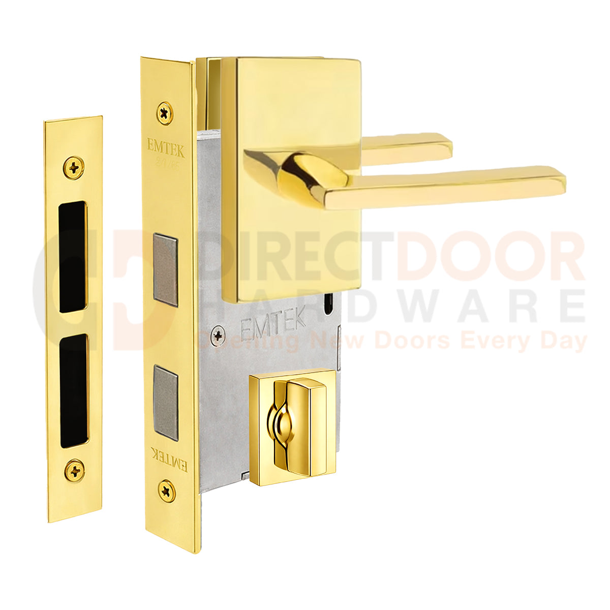 Emtek Helios Interior Mortise Lever with Modern Rectangular Rosette