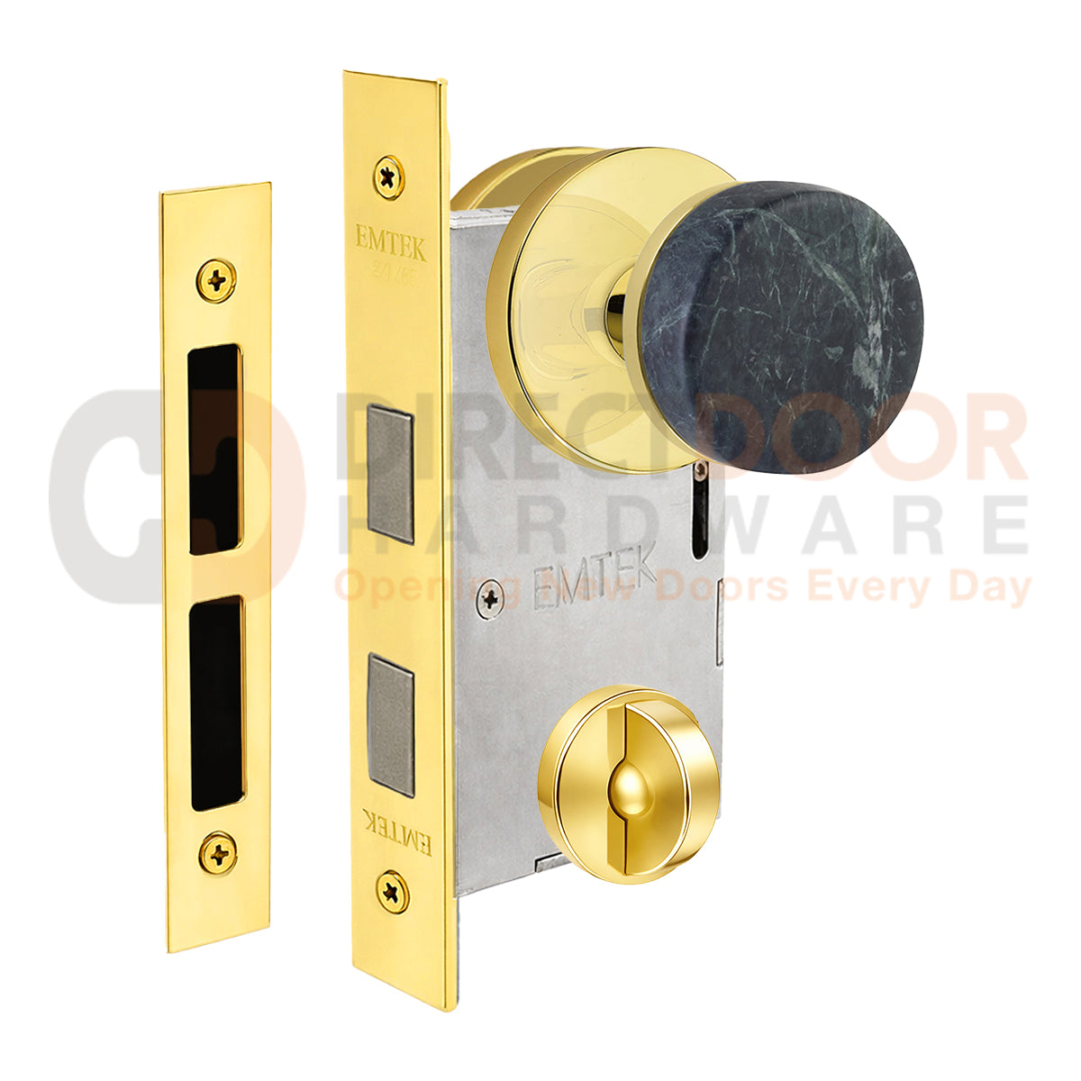 Emtek Green Marble Interior Mortise Knob with Disk Rosette