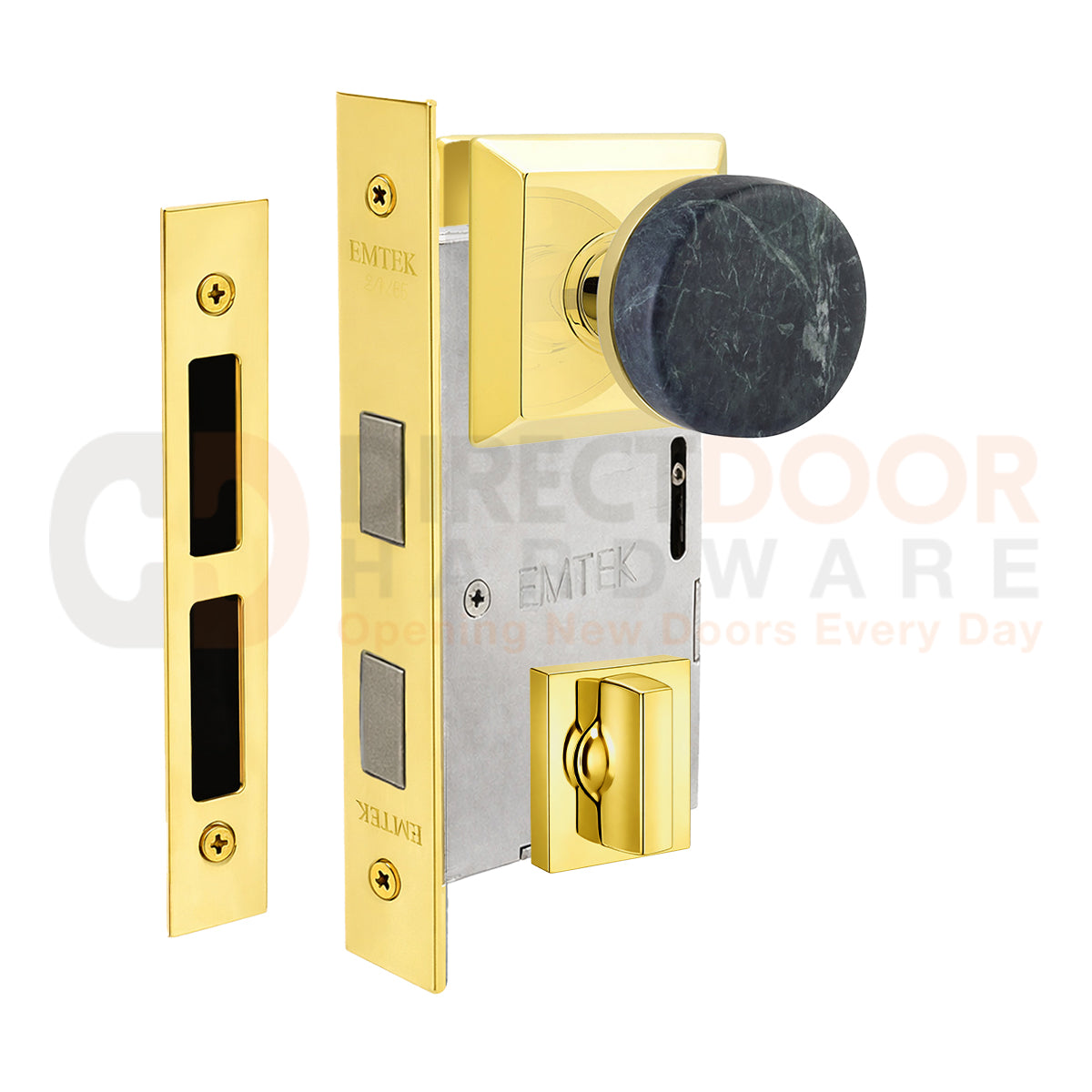 Emtek Green Marble Interior Mortise Knob with Quincy Rosette