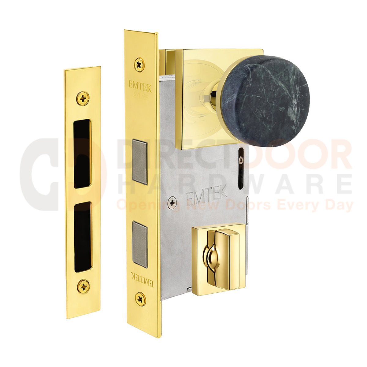 Emtek Green Marble Interior Mortise Knob with Square Rosette