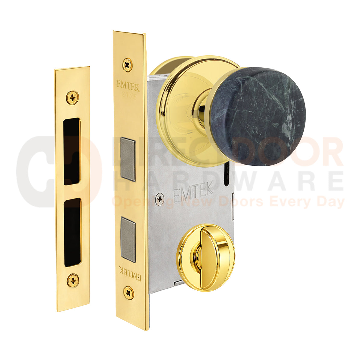 Emtek Green Marble Interior Mortise Knob with Watford Rosette