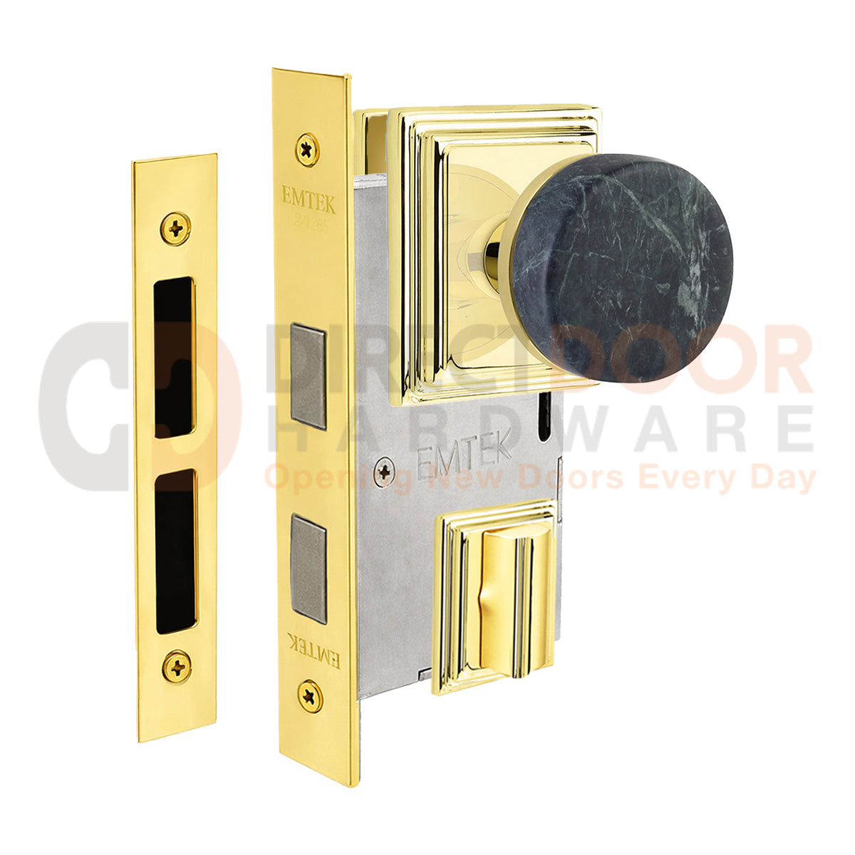 Emtek Green Marble Interior Mortise Knob with Wilshire Rosette