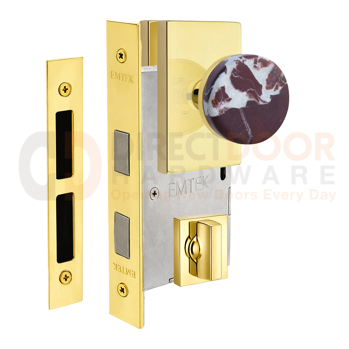 Emtek Rosso Levanto Interior Mortise Knob with Modern Rectangular Rosette
