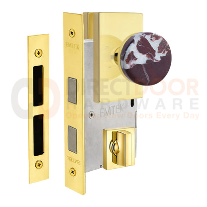 Emtek Rosso Levanto Interior Mortise Knob with Modern Rectangular Rosette