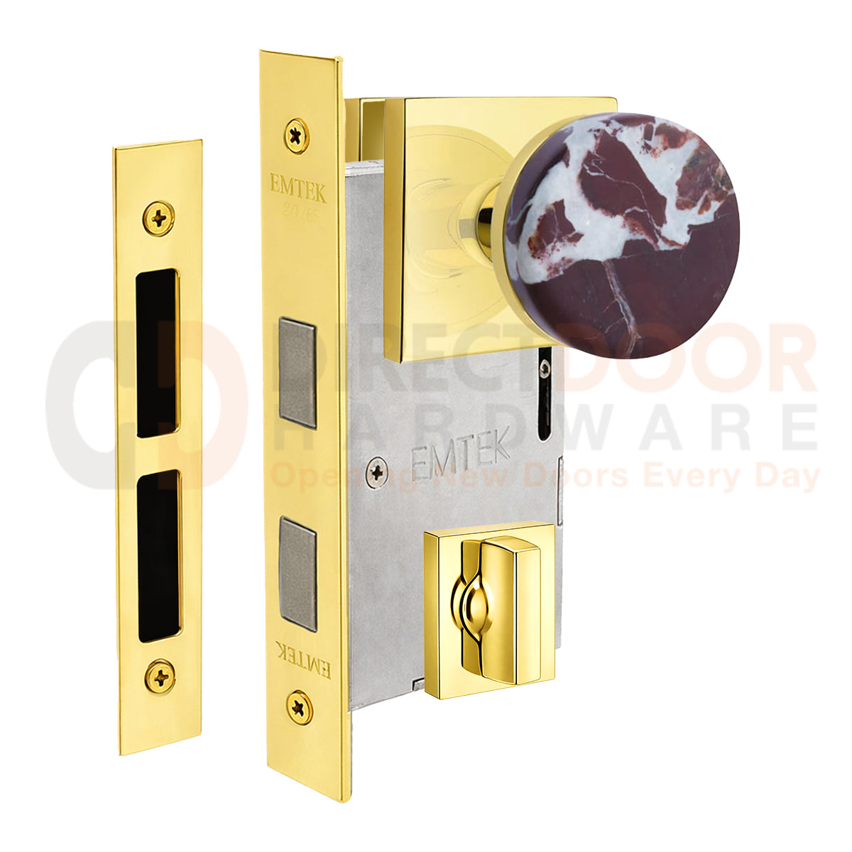 Emtek Rosso Levanto Interior Mortise Knob with Square Rosette