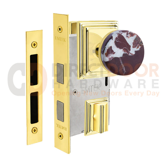 Emtek Rosso Levanto Interior Mortise Knob with Wilshire Rosette