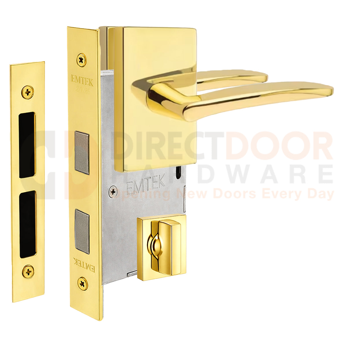Emtek Poseidon Interior Mortise Lever with Modern Rectangular Rosette