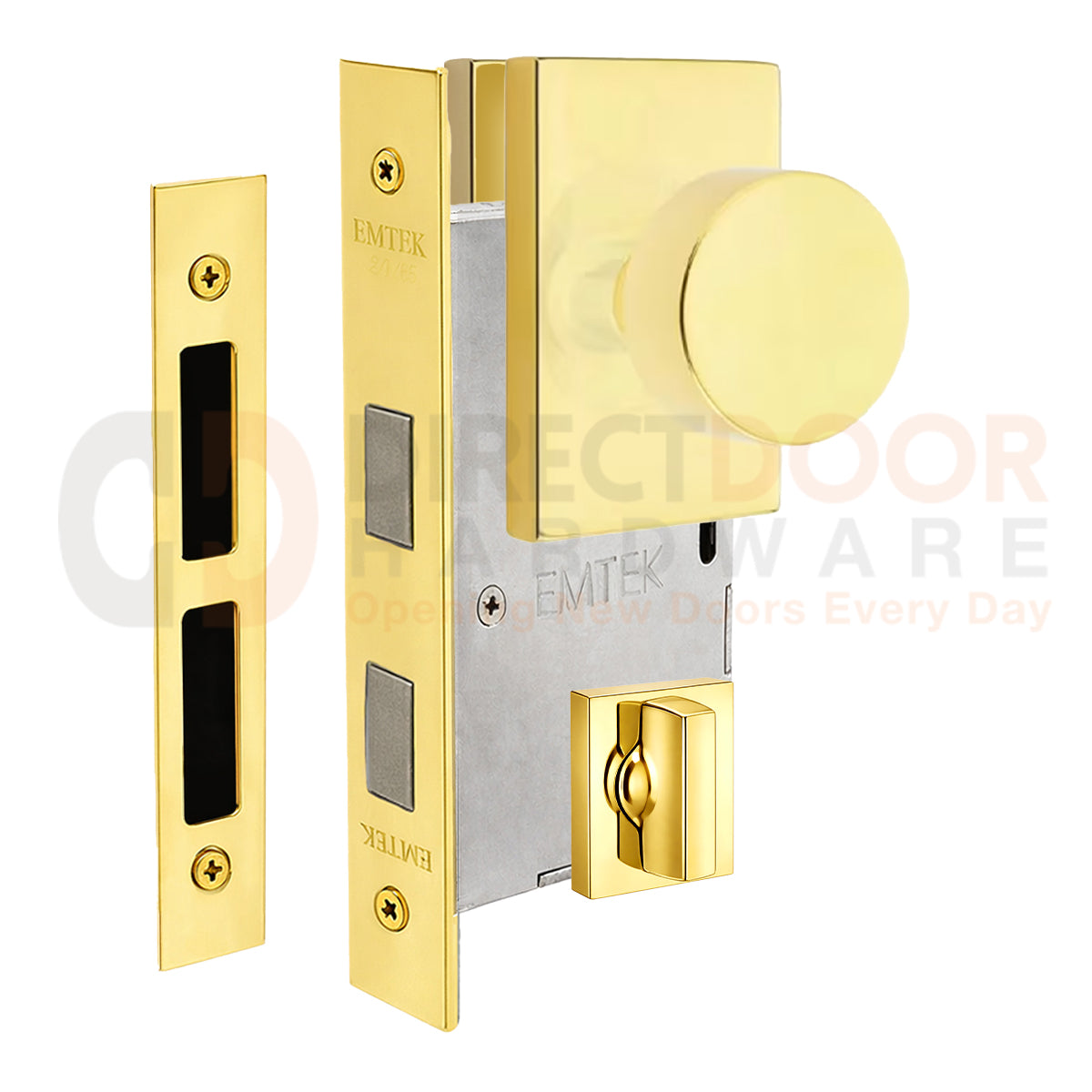 Emtek Round Interior Mortise Knob with Modern Rectangular Rosette