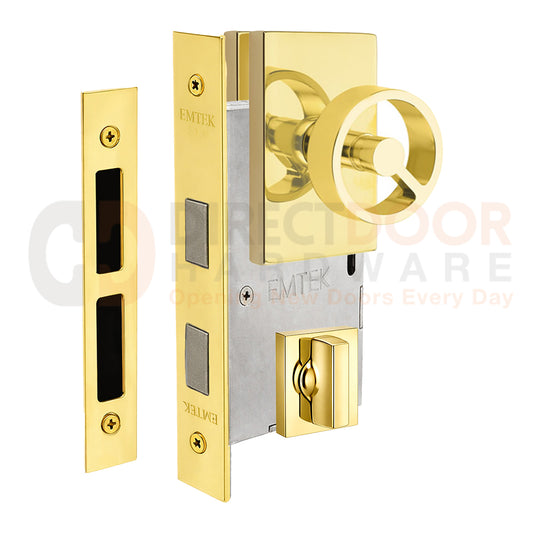 Emtek Spoke Interior Mortise Knob with Modern Rectangular Rosette