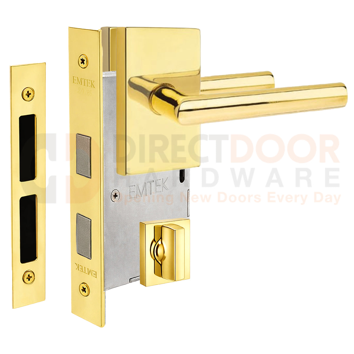 Emtek Stuttgart Interior Mortise Lever with Modern Rectangular Rosette