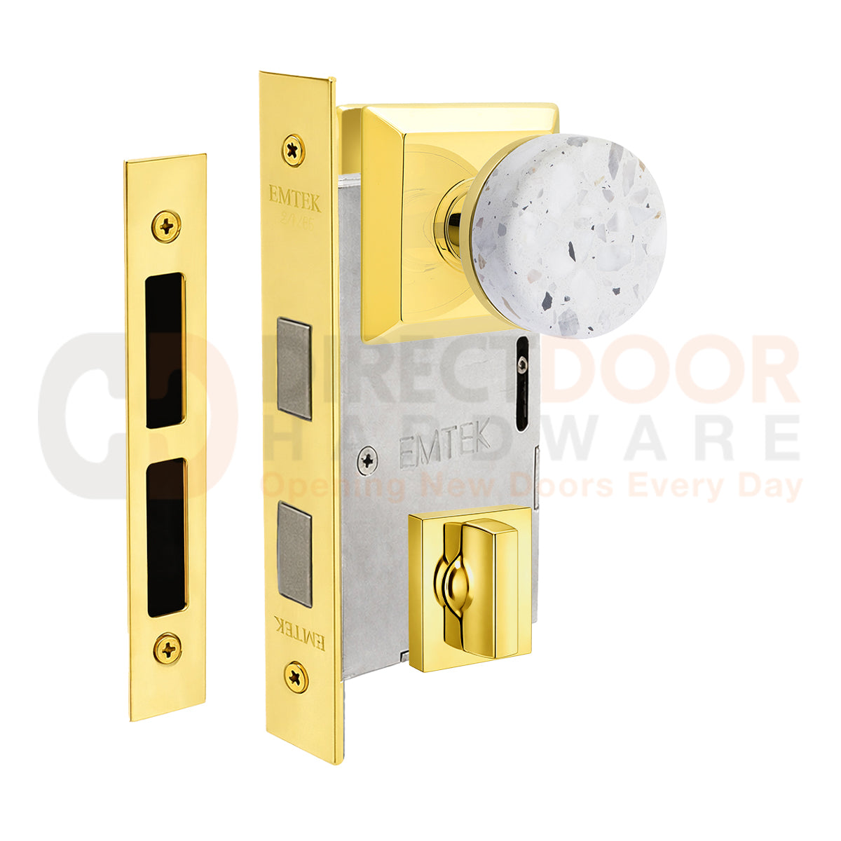 Emtek Light Terrazzo Interior Mortise Knob with Quincy Rosette