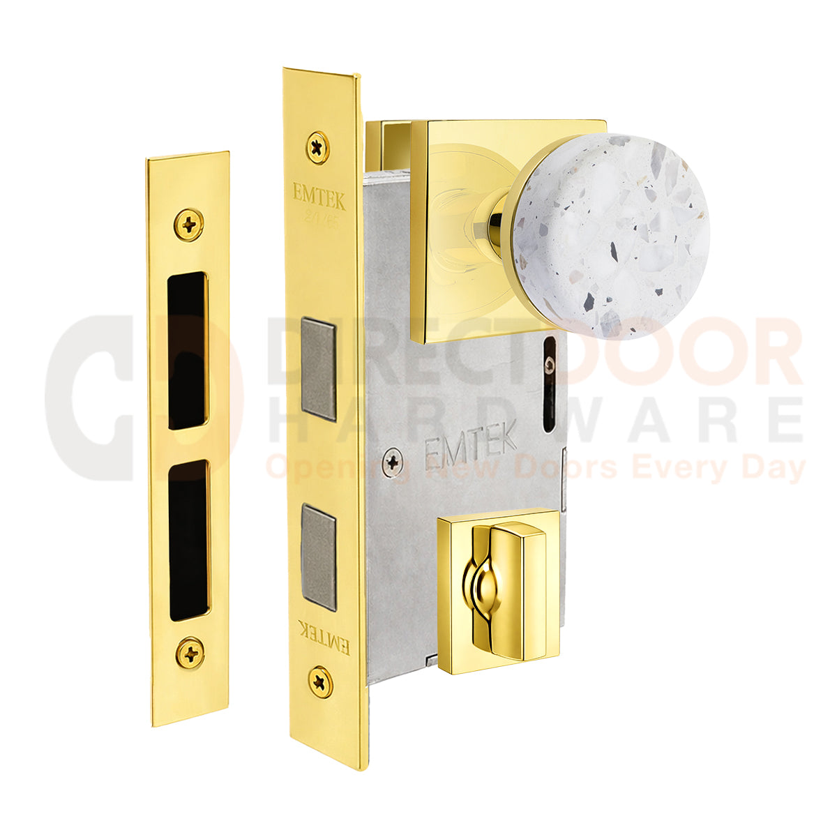 Emtek Light Terrazzo Interior Mortise Knob with Square Rosette