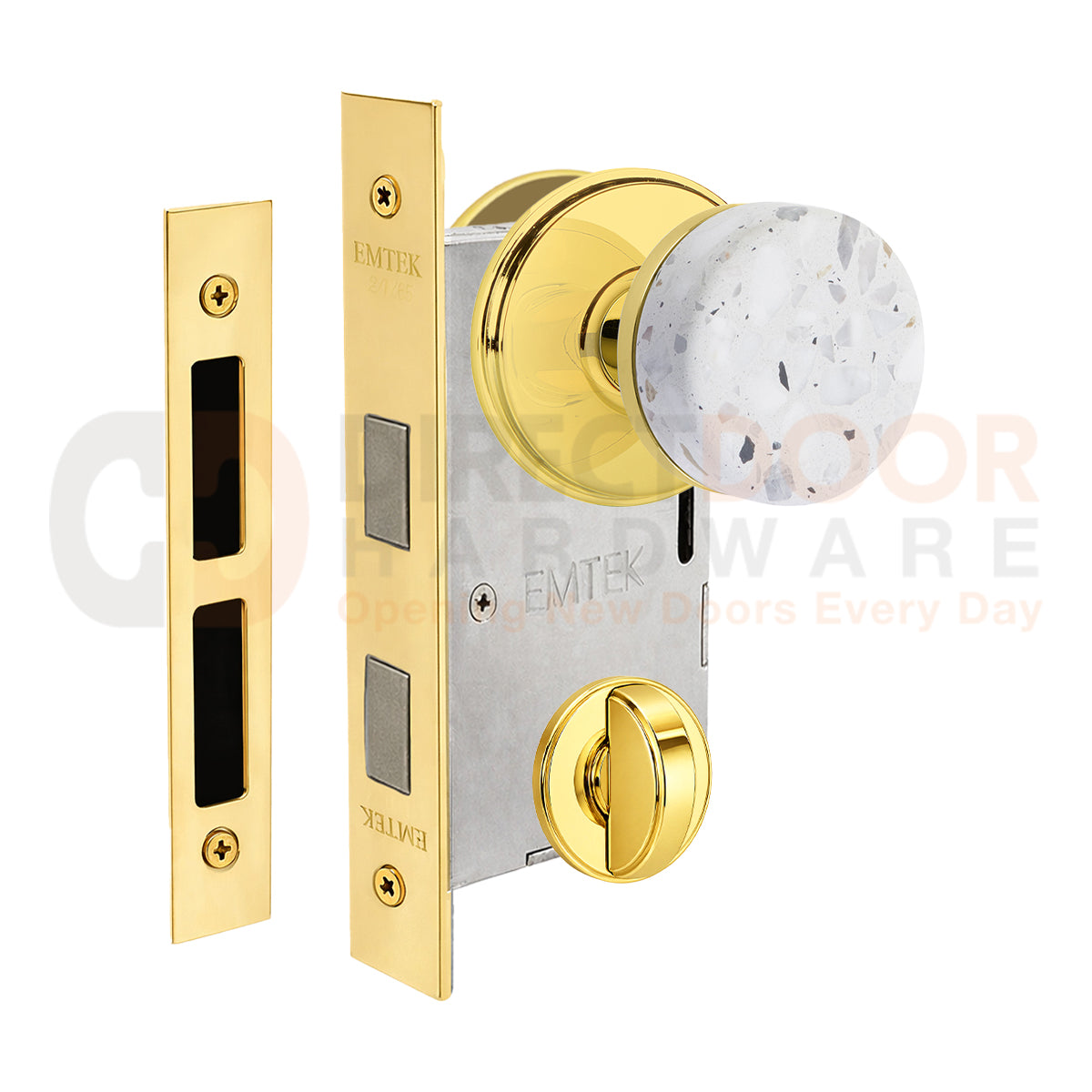 Emtek Light Terrazzo Interior Mortise Knob with Watford Rosette
