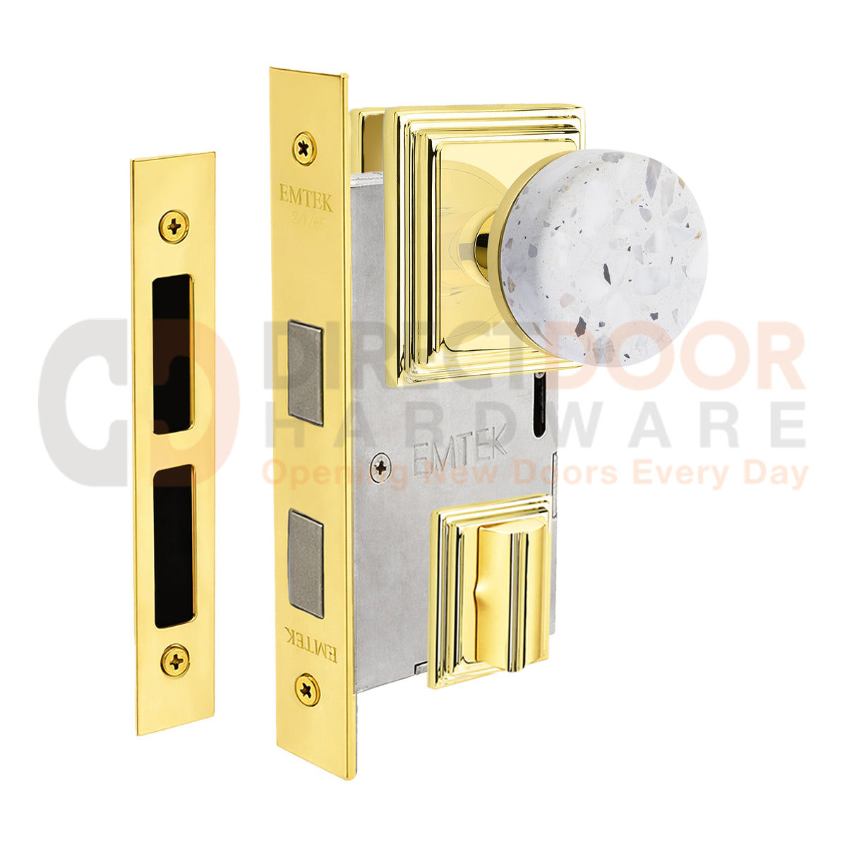 Emtek Light Terrazzo Interior Mortise Knob with Wilshire Rosette